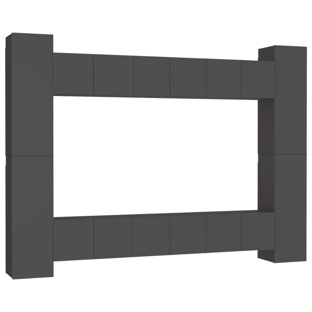 10 Piece TV Cabinet Set Grey Chipboard