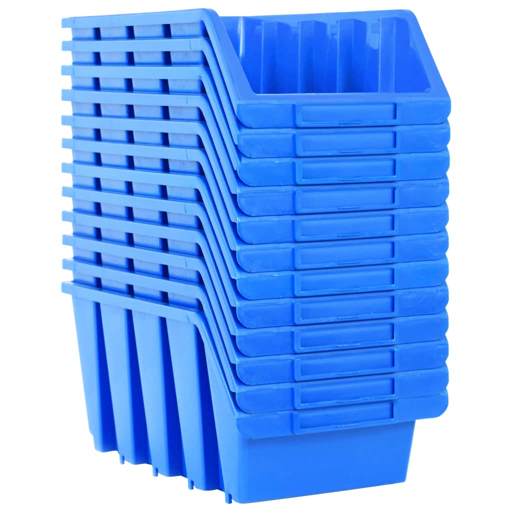 Bacs de rangement empilables 14 pcs bleu plastique