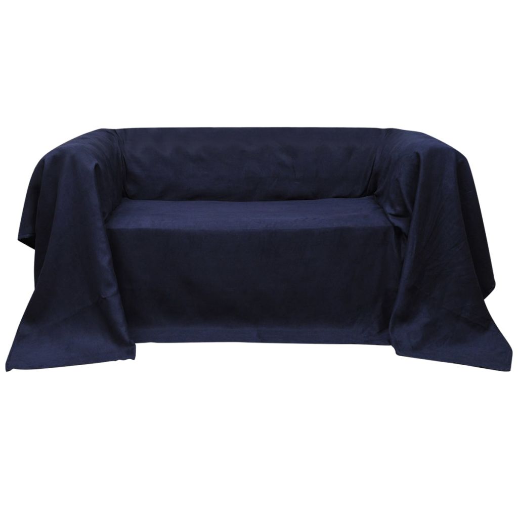130900 Micro-suede Couch Slipcover Navy Blue 270 x 350 cm