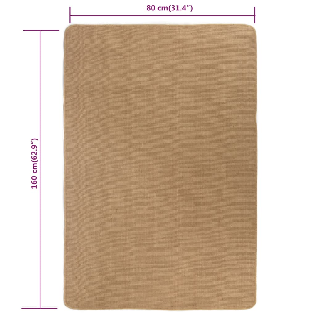 Area Rug Jute with Latex Backing 80x160 cm Natural