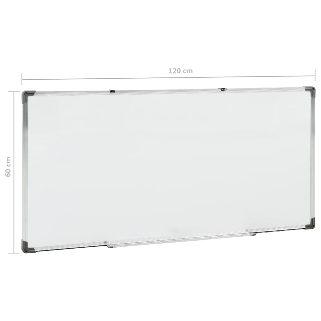 Tableau blanc magnétique effaçable à sec Blanc 120x60 cm Acier