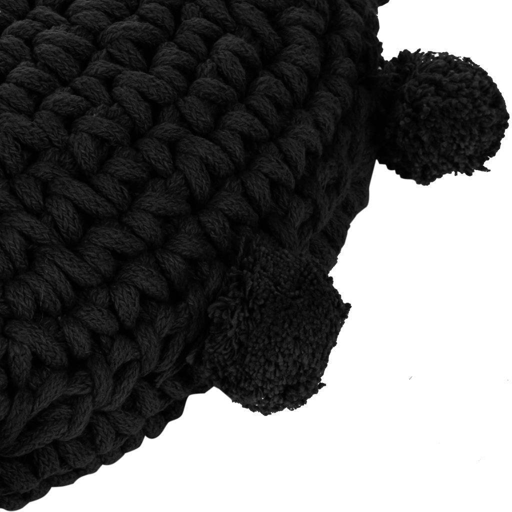 Coussin de plancher rond Coton tricoté 45 cm Noir