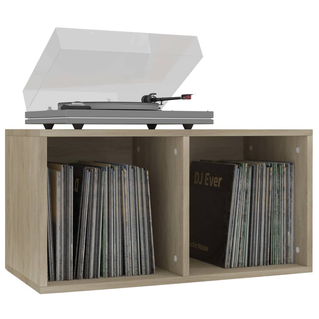 Boîte de rangement de vinyles Chêne sonoma 71x34x36 cm