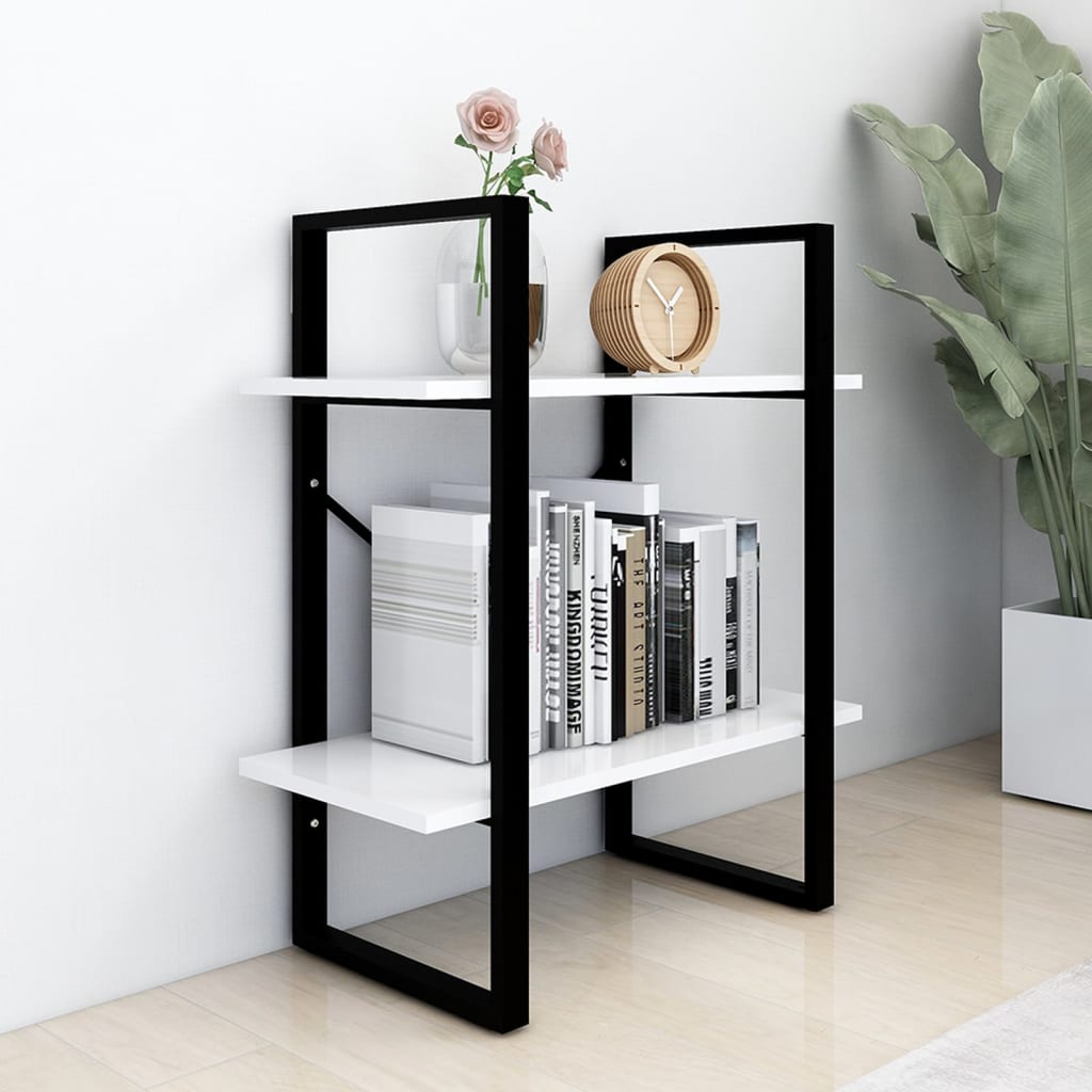 2-Tier Book Cabinet White 60x30x70 cm Engineered Wood