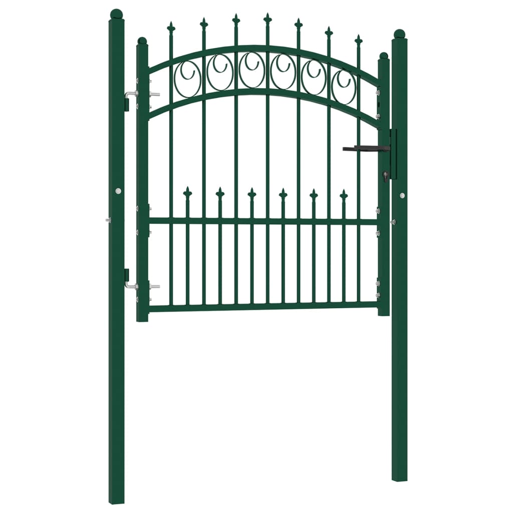 Fence Gate with Spikes Steel 100x100 cm Green
