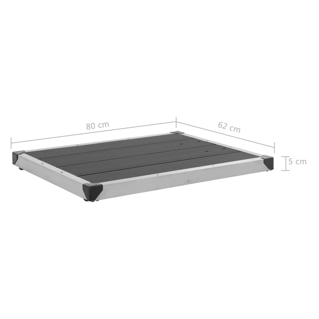 Outdoor Shower Tray WPC Stainless Steel 80x62 cm Grey