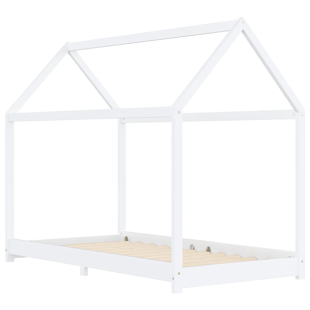 Kids Bed Frame White Solid Pine Wood 90x200 cm