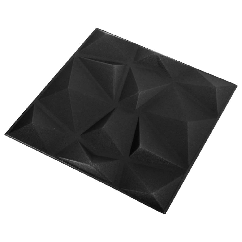 3D Wall Panels 24 pcs 50x50 cm Diamond Black 6 m²