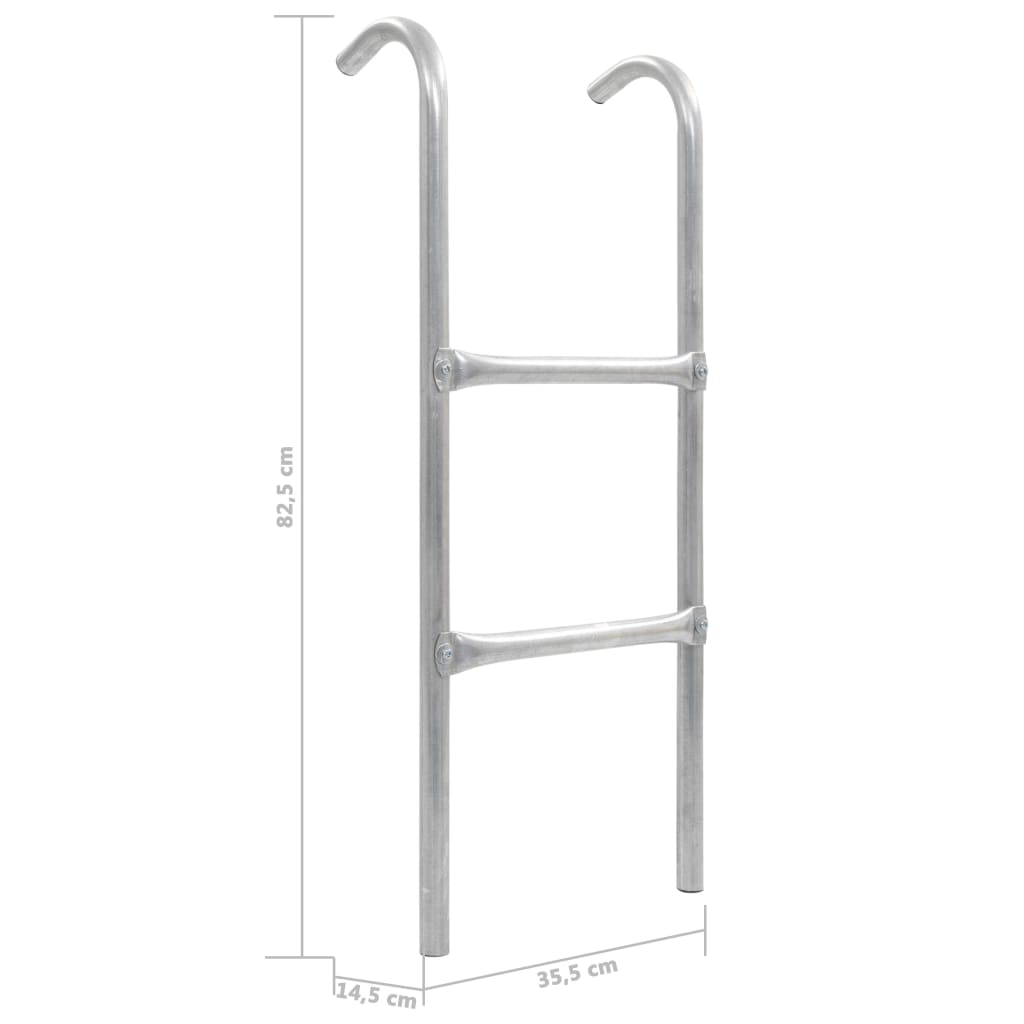 2-Step Trampoline Ladder Steel Silver 72 cm