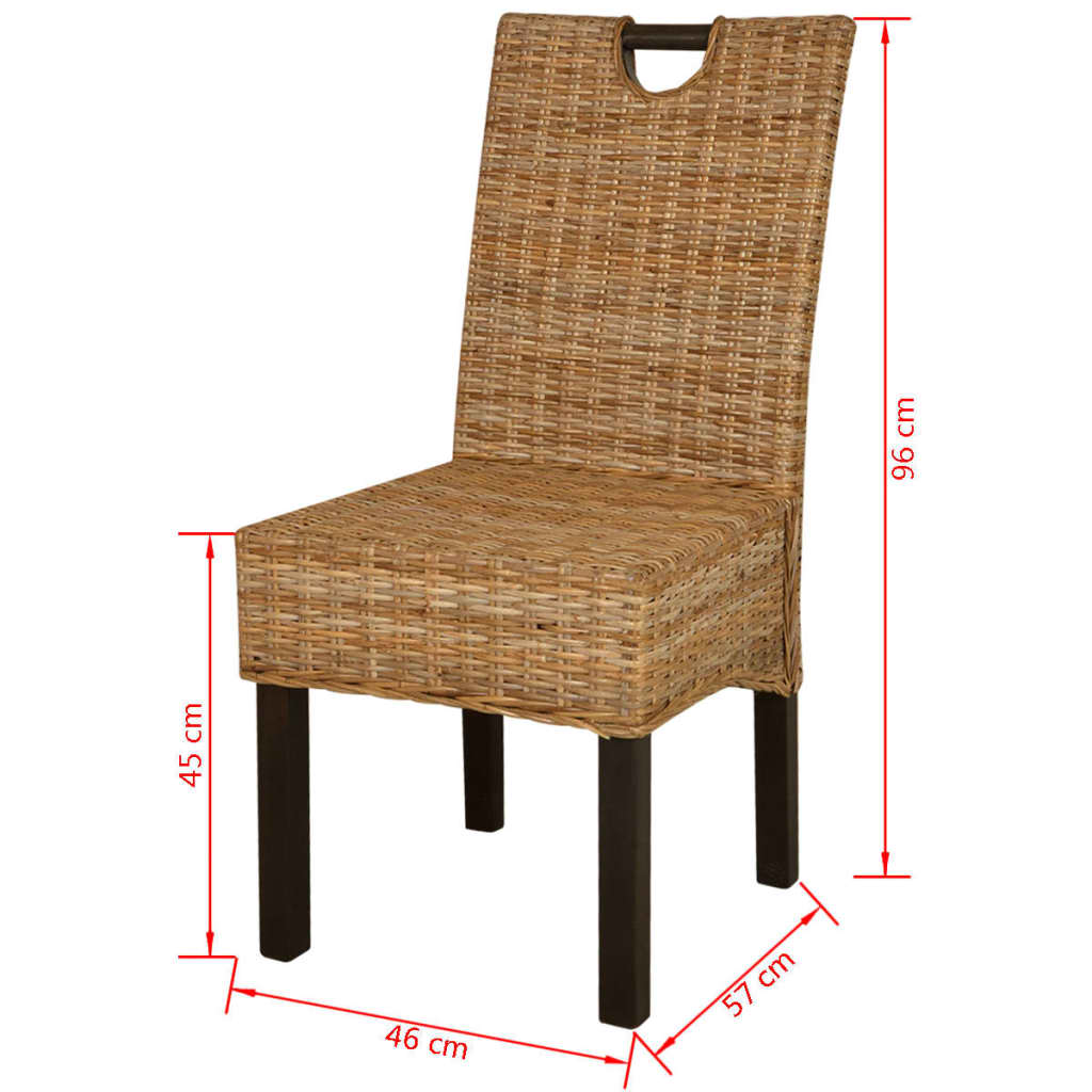 Dining Chair 2 pcs Kubu Rattan Mango Wood