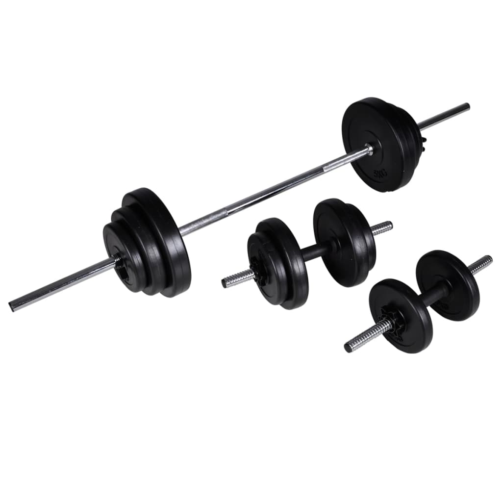Adjustable Sit-up Bench with Barbell and Dumbbell Set 30.5 kg