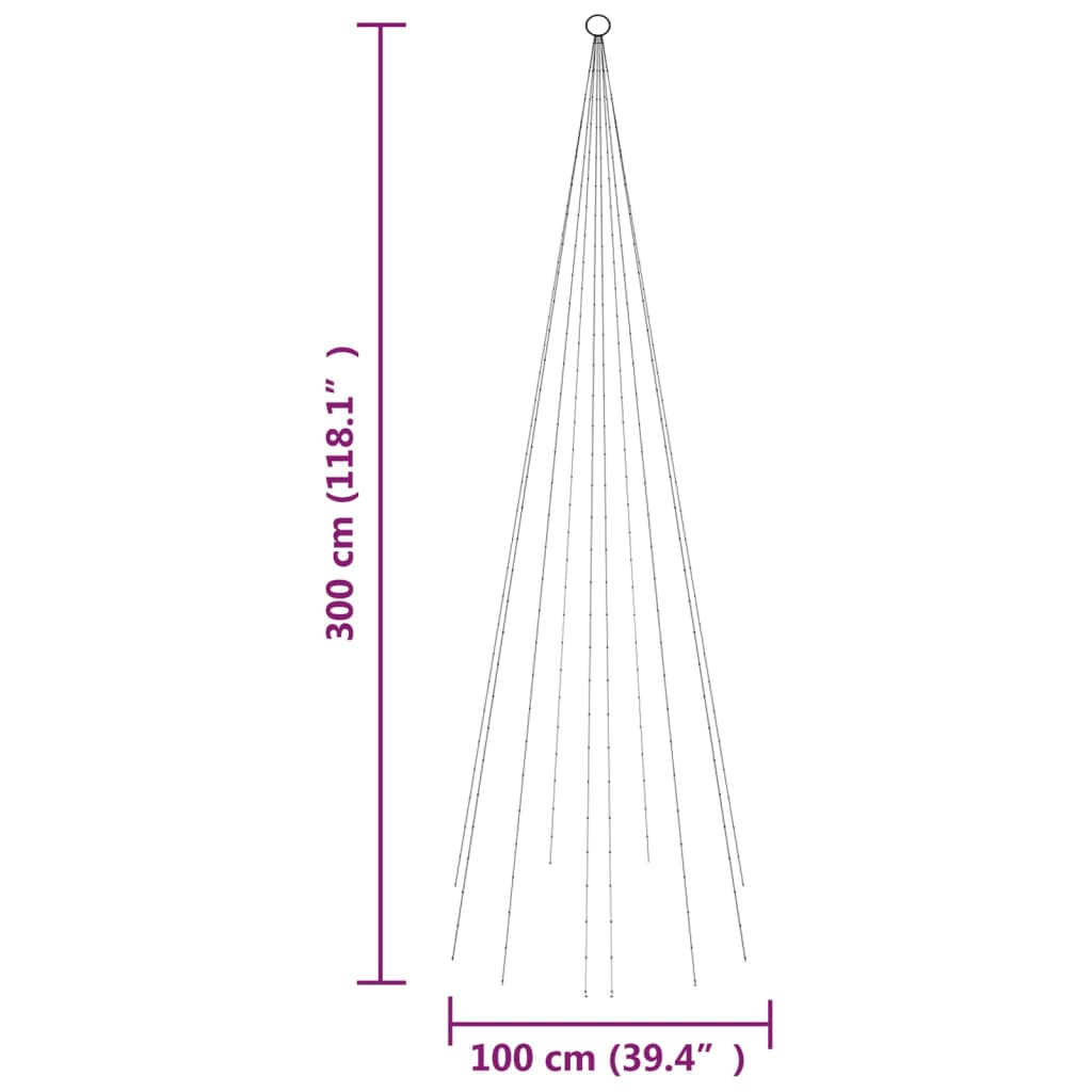 LED-Weihnachtsbaum für Fahnenmast Warmweiss 310 LEDs 300 cm