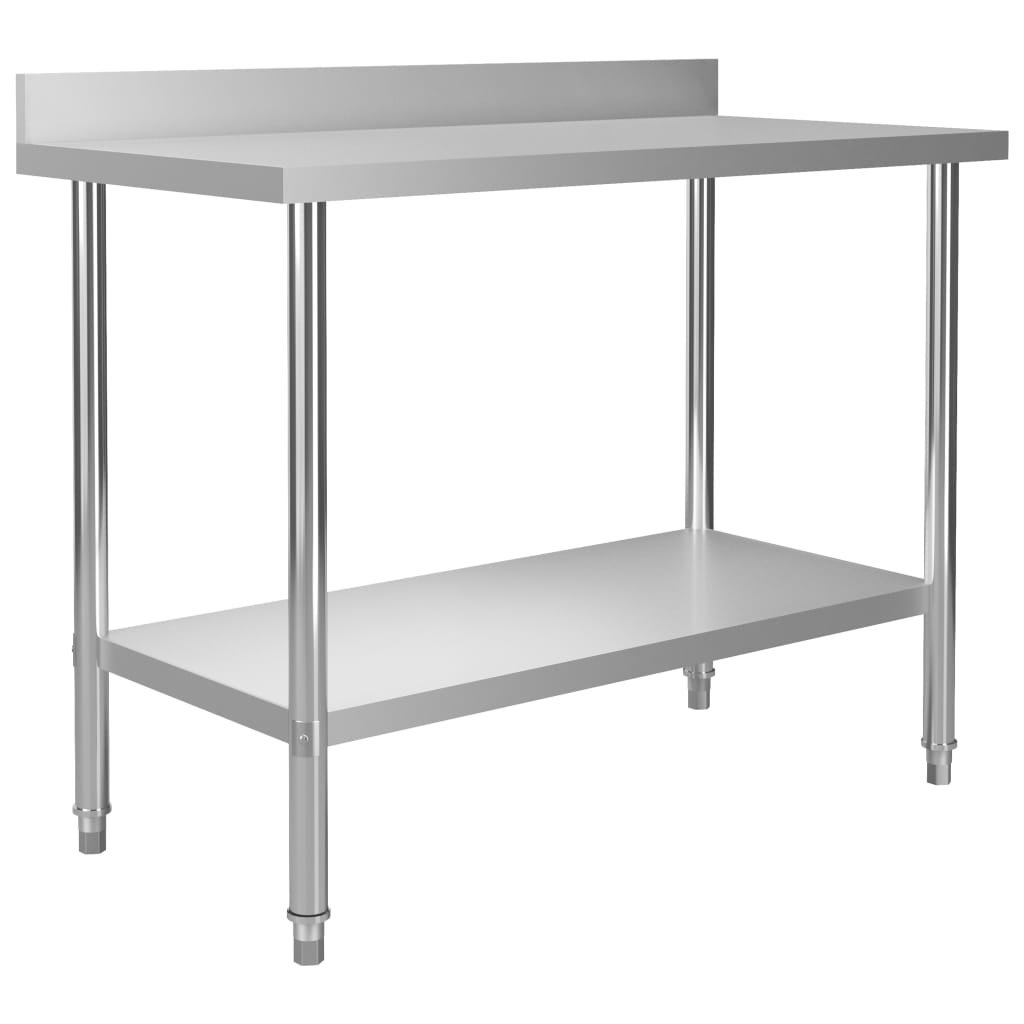 Küchen-Arbeitstisch mit Aufsatzboard 120×60×120 cm Edelstahl 
