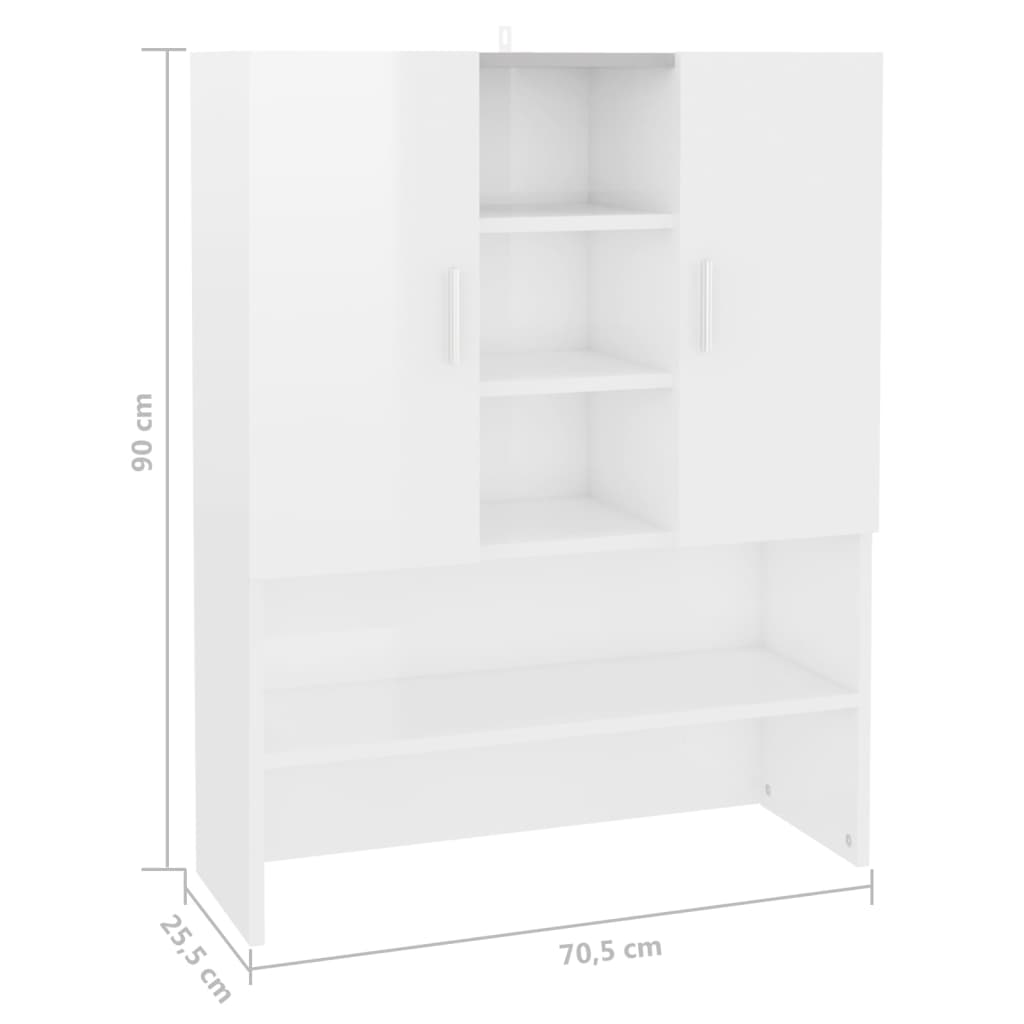 Washing Machine Cabinet High Gloss White 70.5x25.5x90 cm