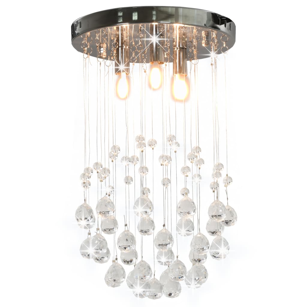 Ceiling Lamp with Crystal Beads Silver Sphere 3 x G9 Bulbs
