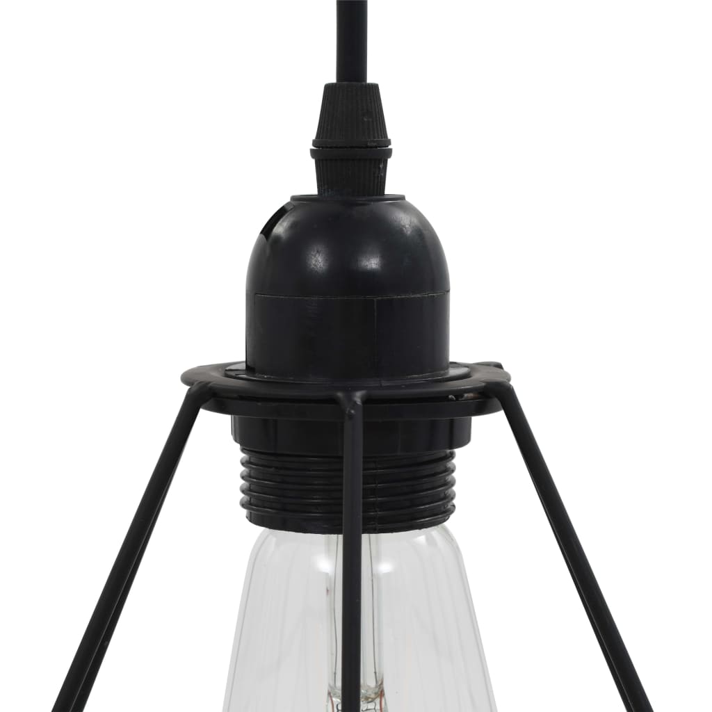 Ceiling Lamp with Diamond Design Black 3 x E27 Bulbs