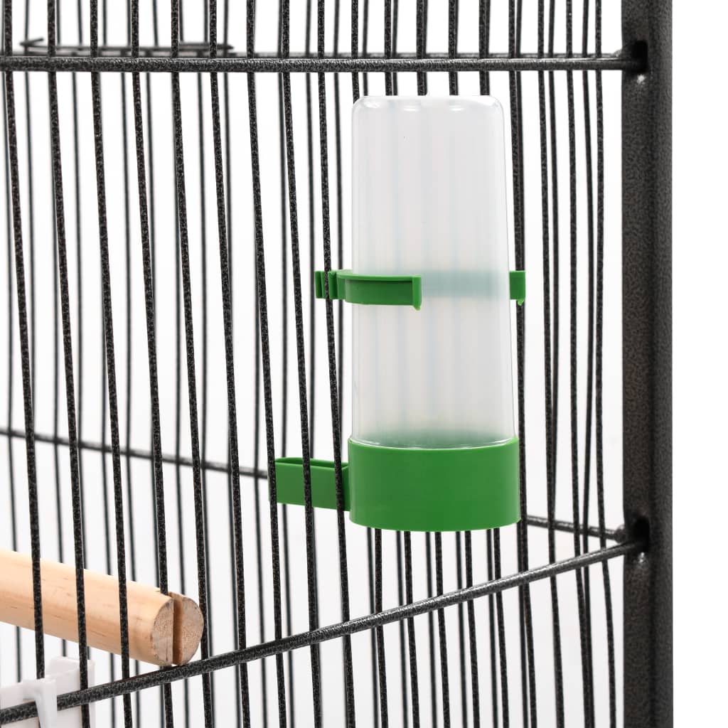 Bird Cage with Roof Grey 66x66x155 cm Steel