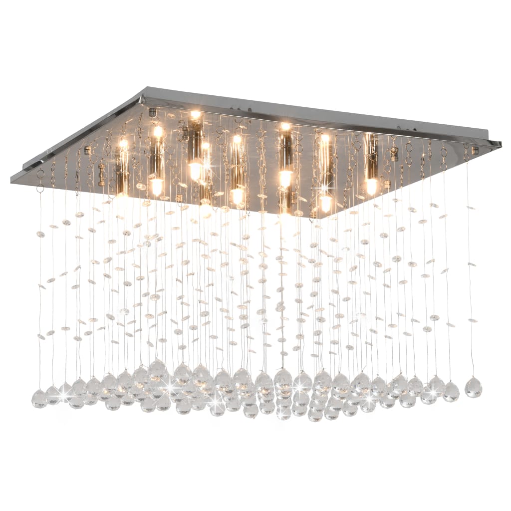 Ceiling Lamp with Crystal Beads Silver Cubic G9