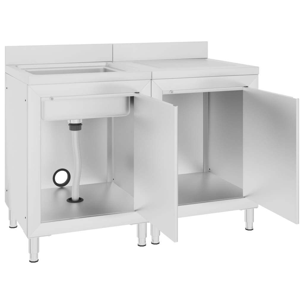 Commercial Kitchen Sink Cabinet Stainless Steel 120x60x96 cm