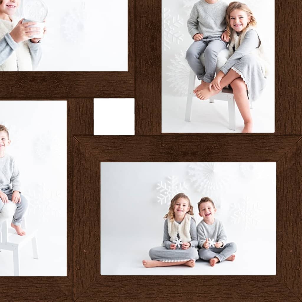 Collage Photo Frame for 4x(13x18 cm) Picture Dark Brown MDF