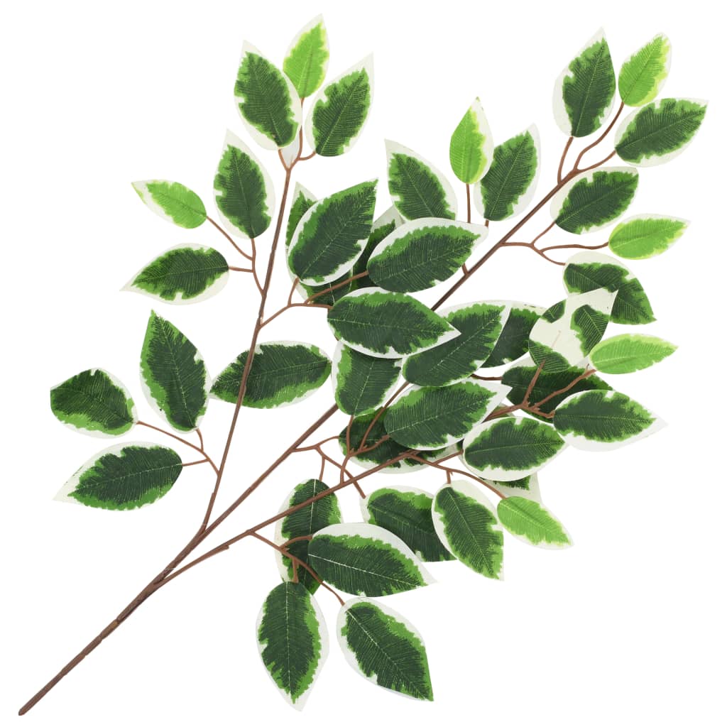 Künstliche Blätter Ficus 10 Stk. Grün und Weiss 65 cm
