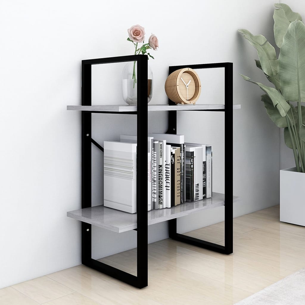 2-Tier Book Cabinet Concrete Grey 60x30x70 cm Engineered Wood