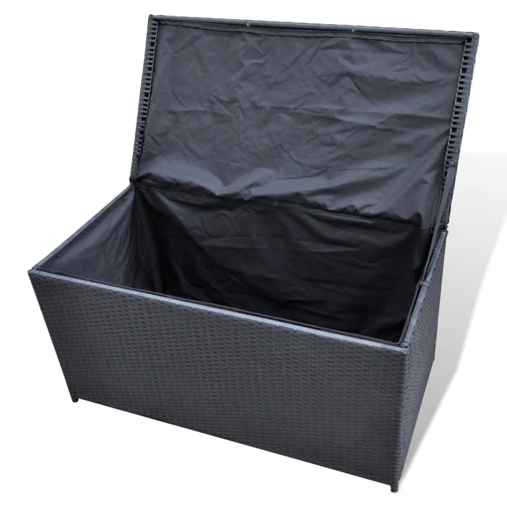 Garten-Aufbewahrungsbox Schwarz 116×60×60 cm Poly Rattan