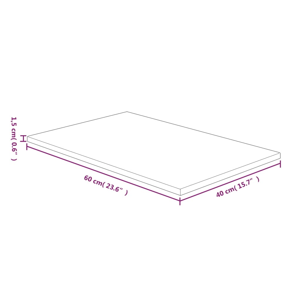 Waschtischplatte 60x40x1,5 cm Massivholz Unbehandelt