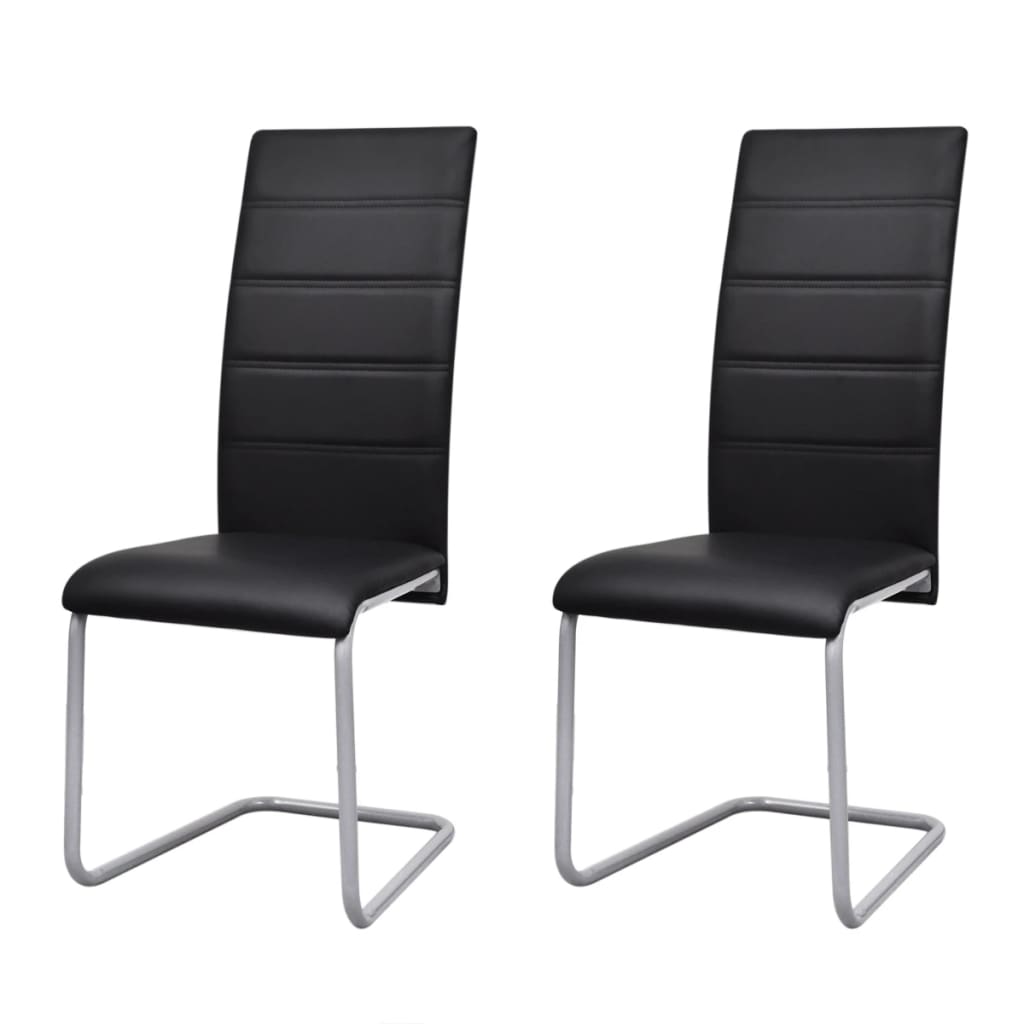 Cantilever Dining Chairs 2 pcs Black Faux Leather