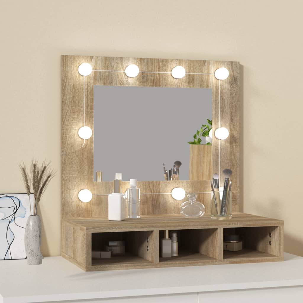 Armoire de miroir avec LED Chêne sonoma 60x31,5x62 cm