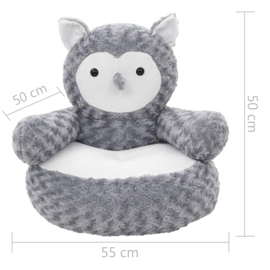 Owl Cuddly Toy Plush Grey