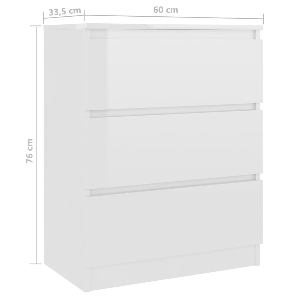 Sideboard Hochglanz-Weiss 60x35x76 cm Holzwerkstoff