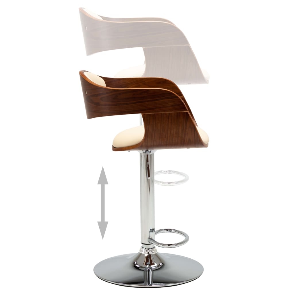 Bar Chairs 2 pcs Cream Bent Wood and Faux Leather