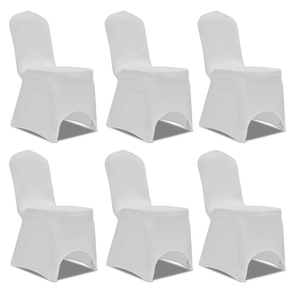 Housse blanche extensible pour chaise 6 pièces