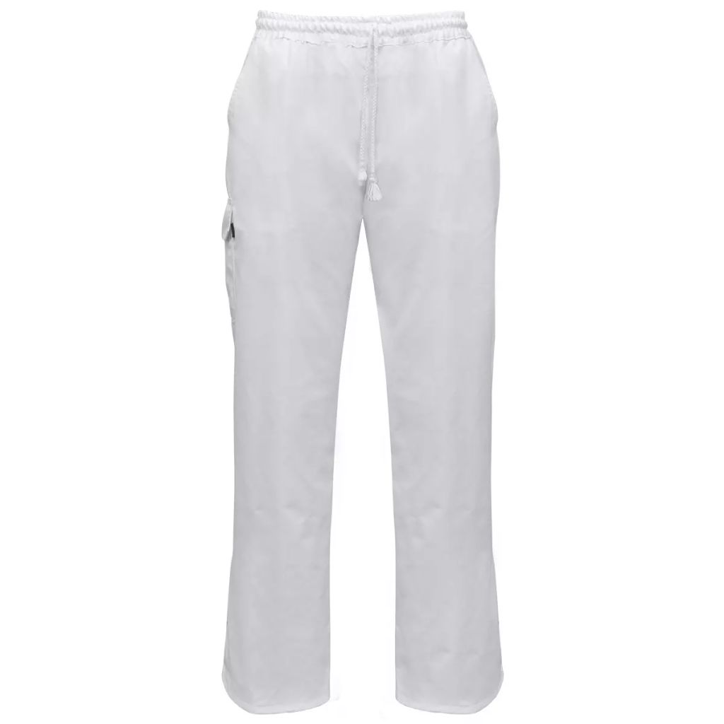Chef Pants 2 pcs Stretchable Waistband with Cord Size M White