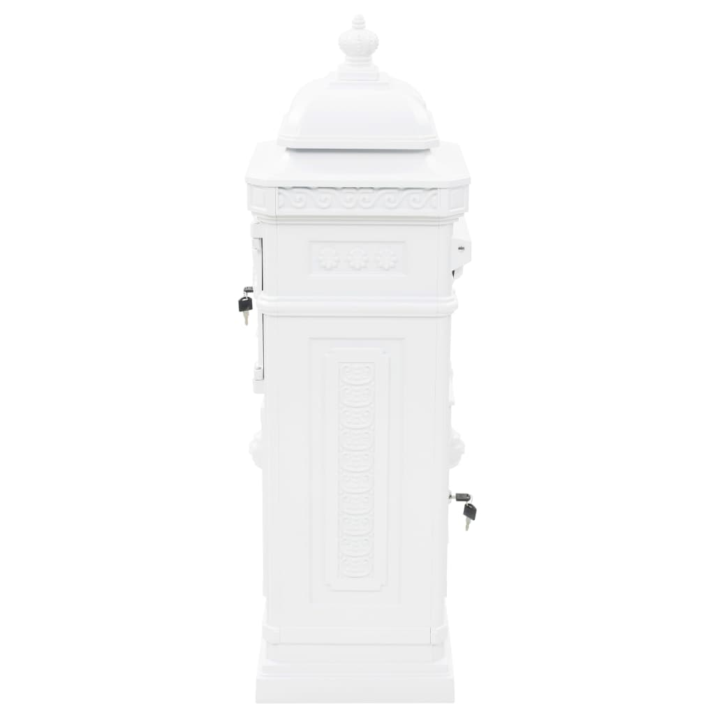 Pillar Letterbox Aluminium Vintage Style Rustproof White