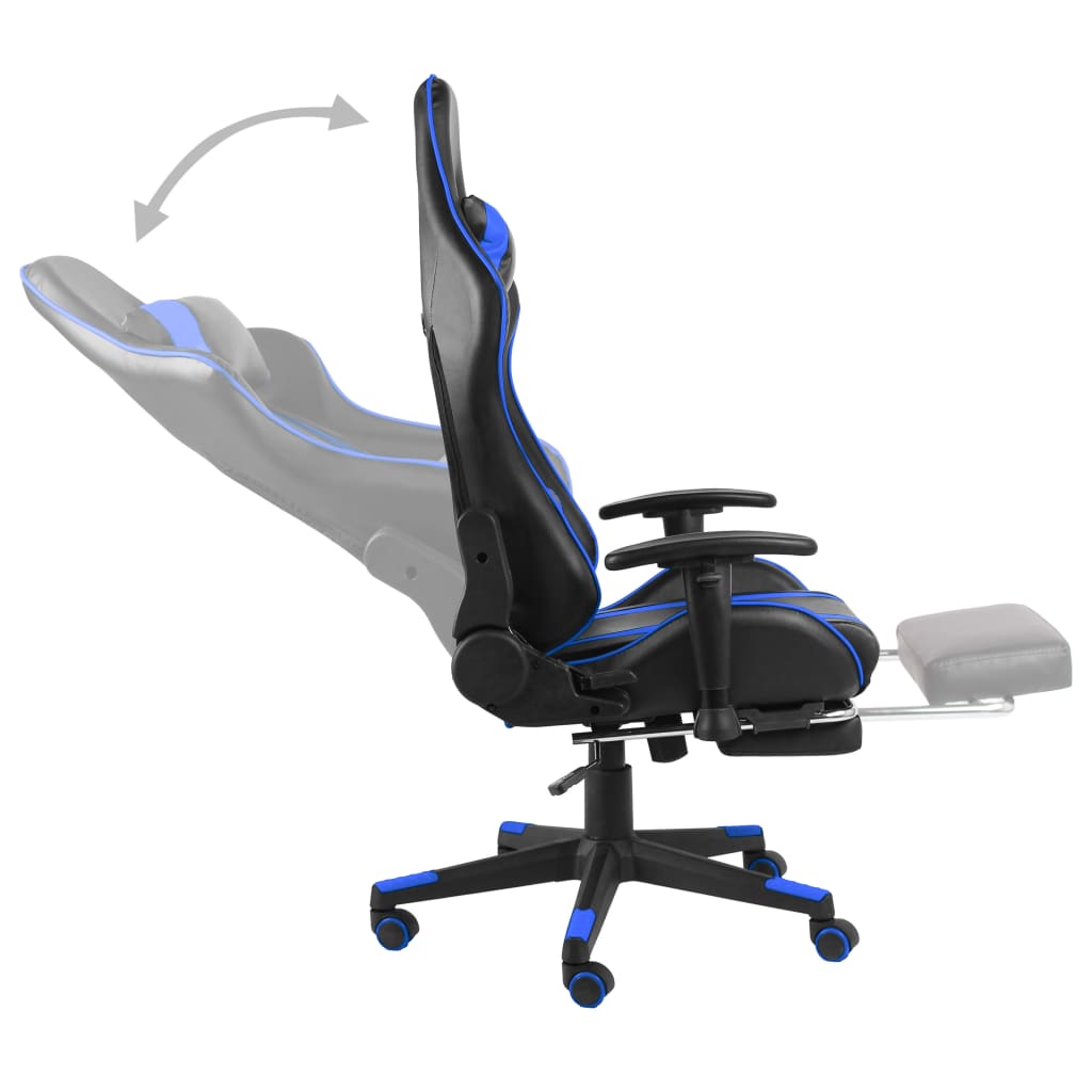 Gaming-Stuhl mit Fussstütze Drehbar Blau PVC