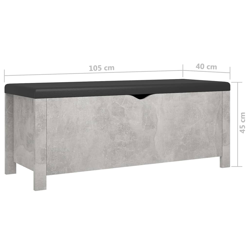 Storage Box with Cushion Concrete Grey 105x40x45 cm Engineered Wood