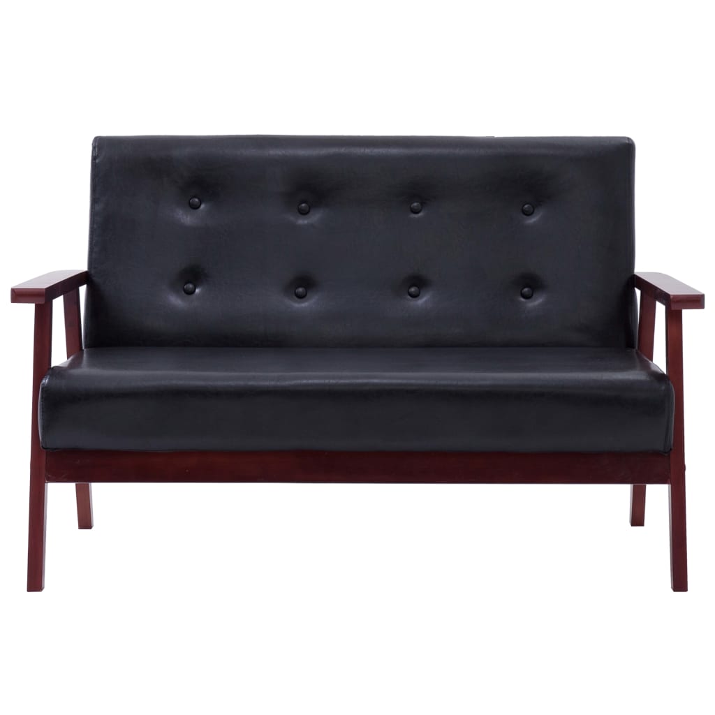 2-Seater Sofa Black Faux Leather