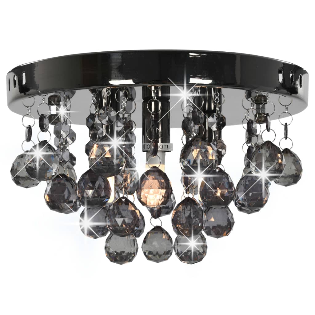 Ceiling Lamp with Smoky Beads Black Round G9