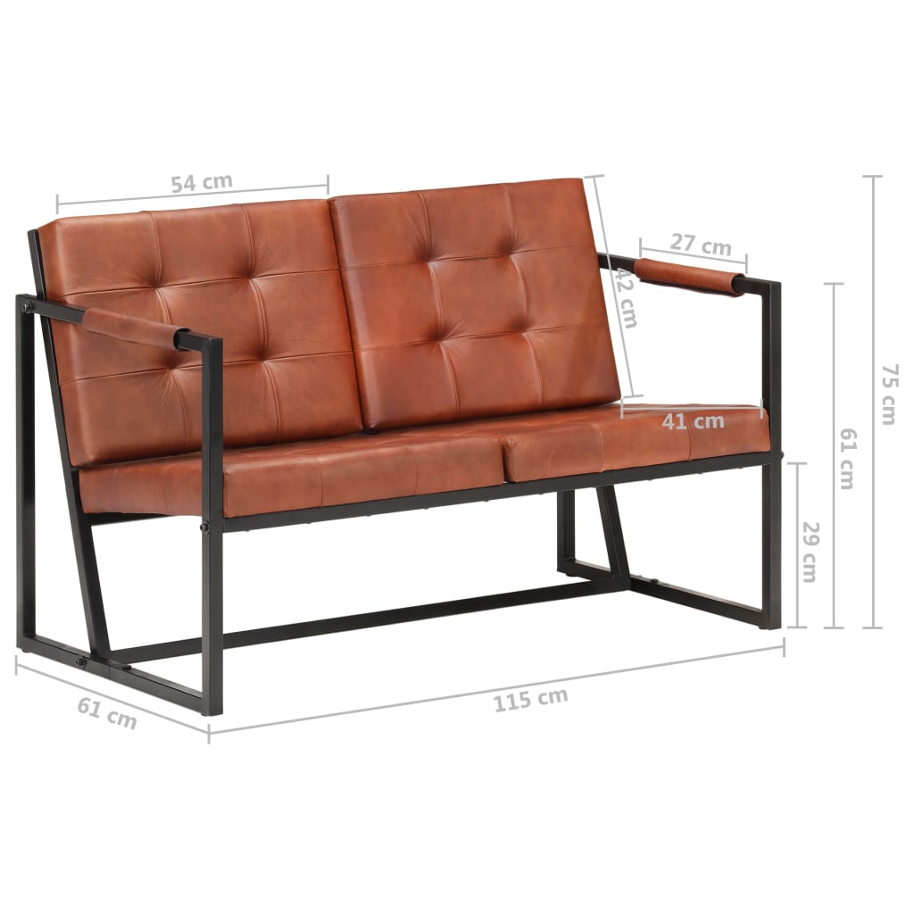 2-Sitzer-Sofa Braun Echtes Ziegenleder