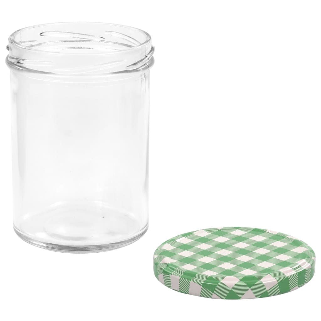 Glass Jam Jars with White and Green Lid 24 pcs 400 ml