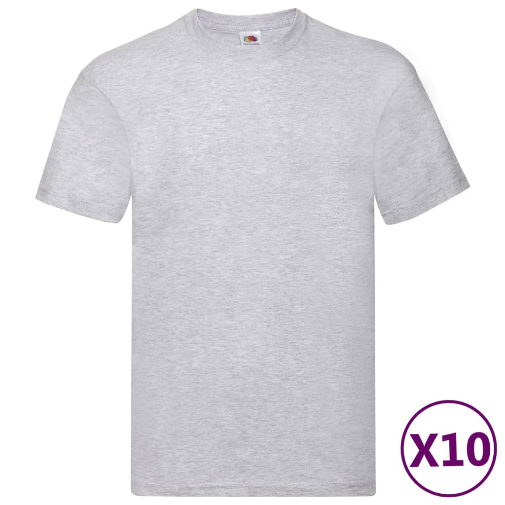 Fruit of the Loom Original T-shirts 10 pcs Grey XXL Cotton