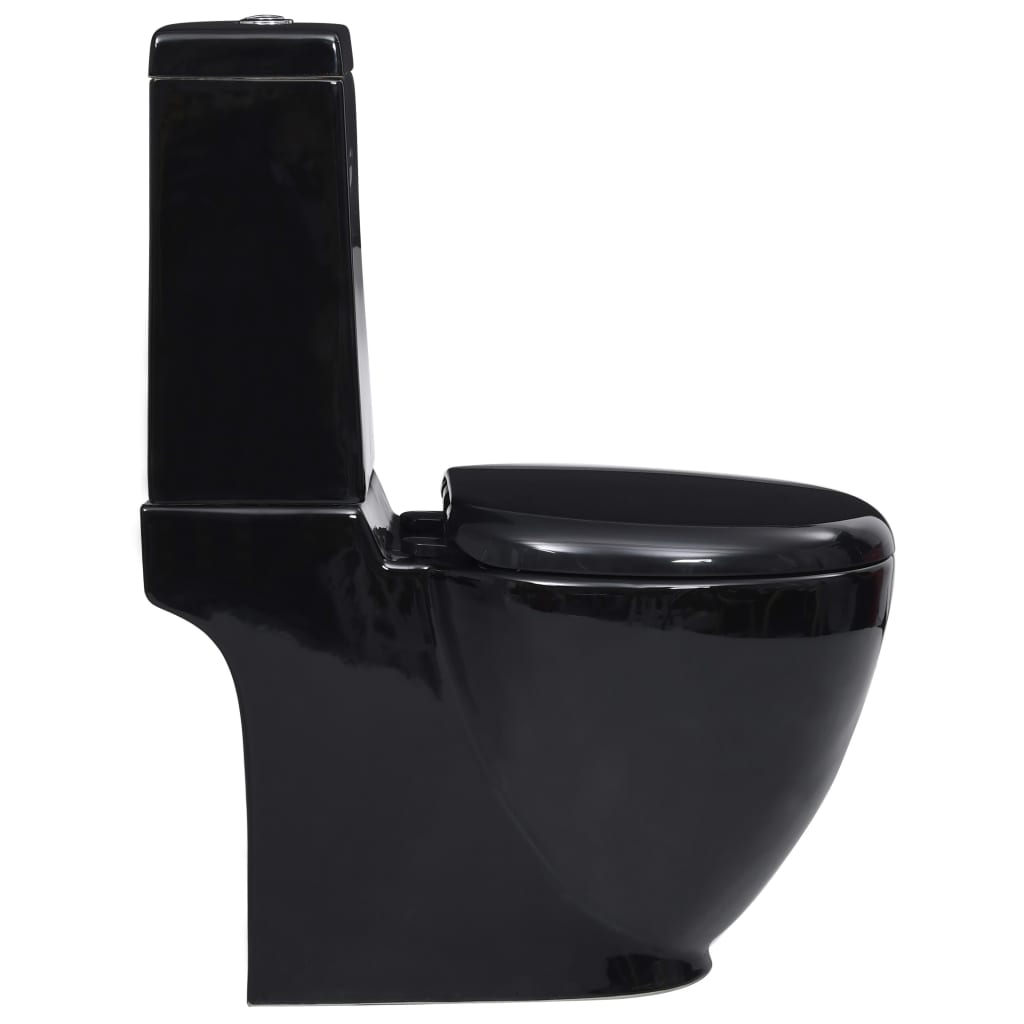 WC Keramik-Toilette Badezimmer Rund Senkrechter Abgang Schwarz 