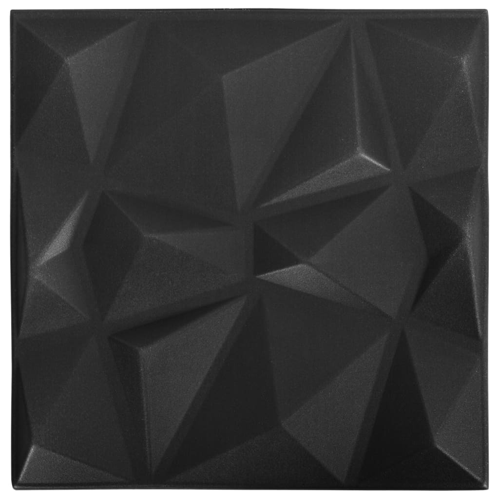 3D Wall Panels 12 pcs 50x50 cm Diamond Black 3 m²