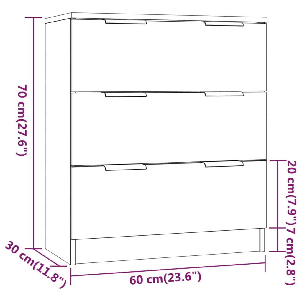 3-tlg. Sideboard Sonoma Eiche-Optik Holzwerkstoff