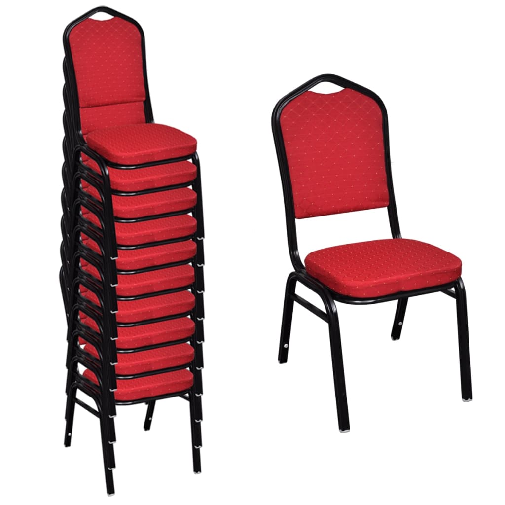 10 pcs Red Upholstered Dining Chair Stackable