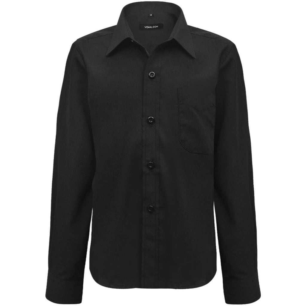 Boy's Long Sleeve Plain Shirt Black Size 128-134