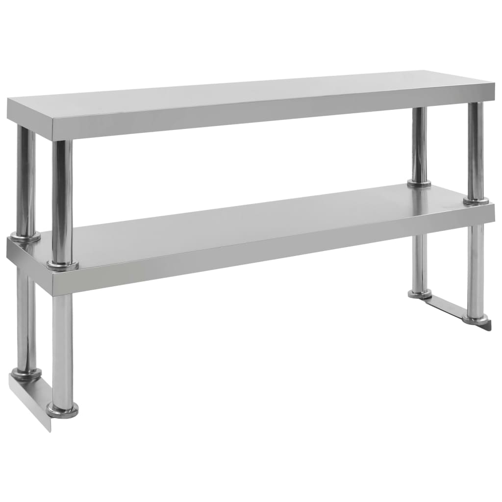 Kitchen Work Table with Overshelf 120x60x150 cm Stainless Steel