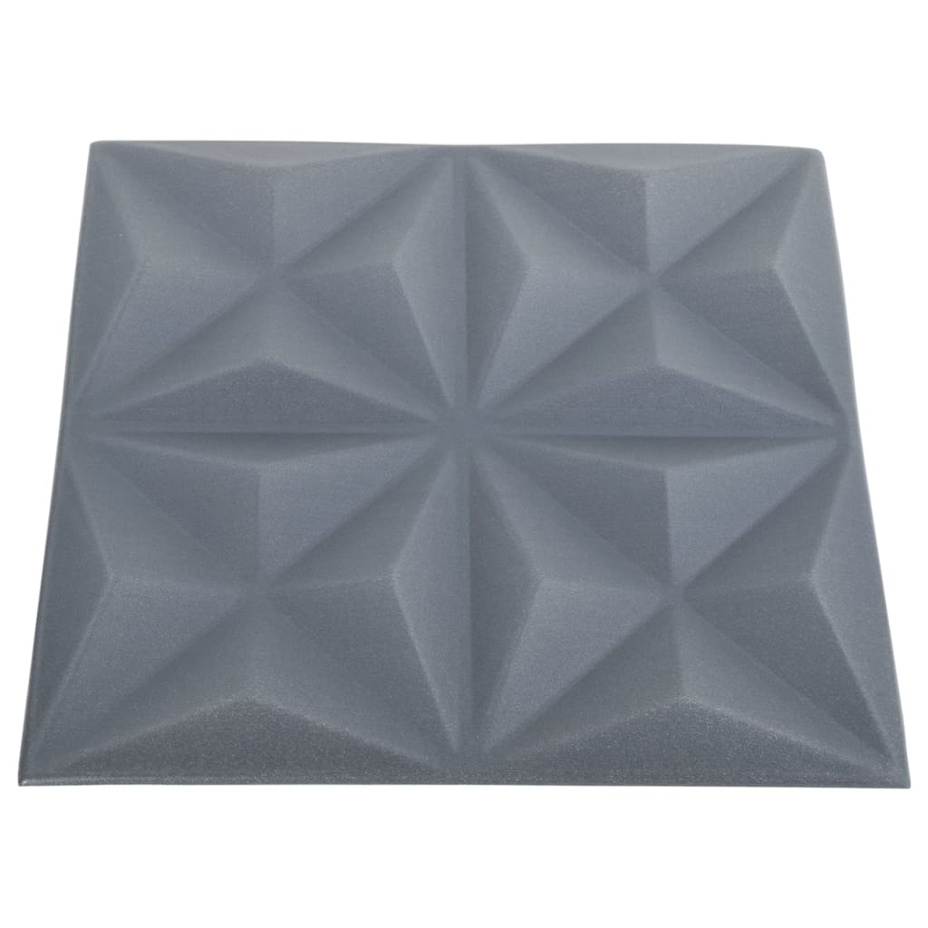3D Wall Panels 24 pcs 50x50 cm Origami Grey 6 m²